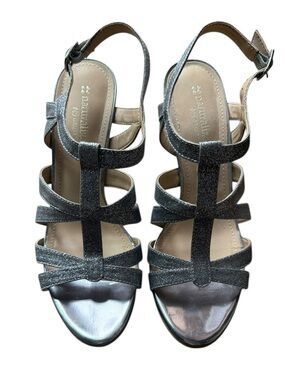 Naturalizer Silver Glitter Strappy Slingback Sandals